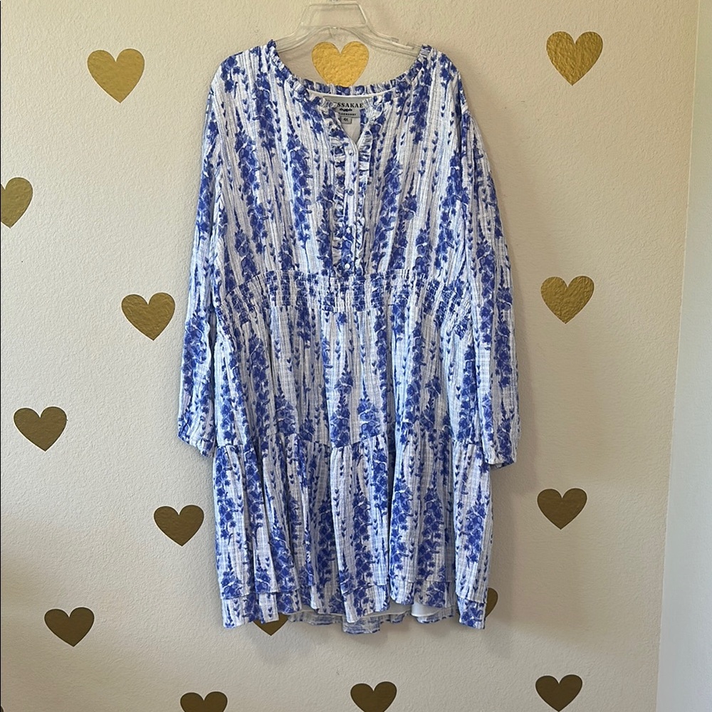 JessaKae Blue and White Fleur de Sel Dress EUC